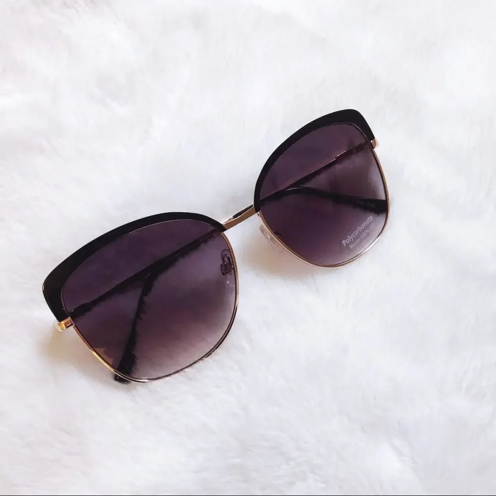Robbie Black Full Rim Retro Cat Eye Sunglasses